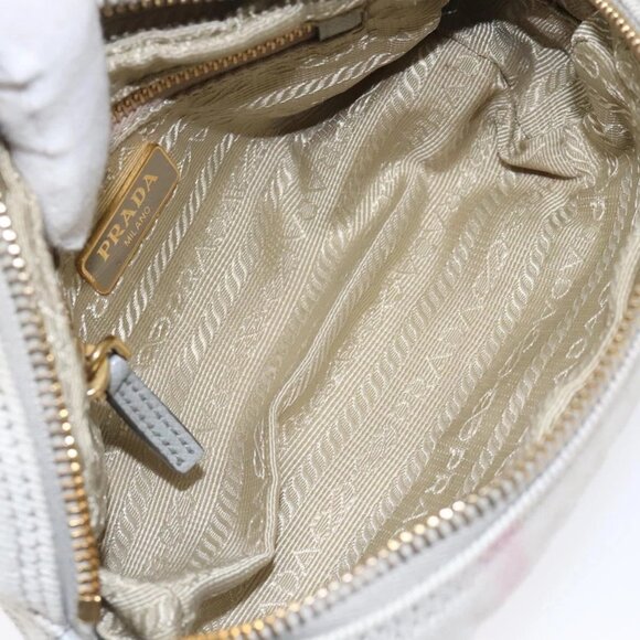 PRADA Pouch Canvas Gray Gold Auth ac3649 - Picture 10 of 16